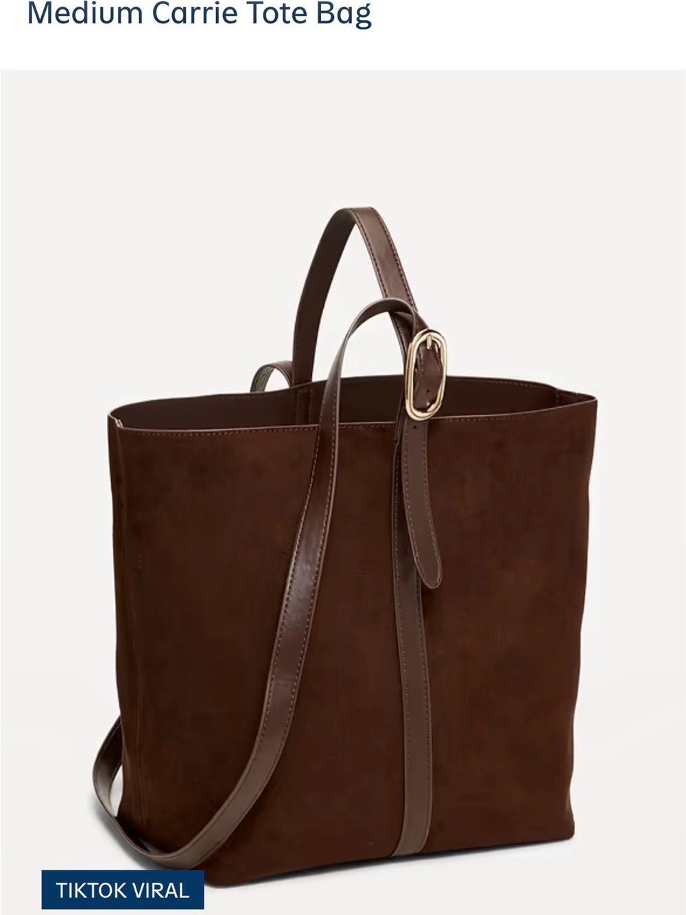 Old Navy Dark Brown Suede Bucket Shoulder Bag with Gold Buckle - Picture 4 of 6